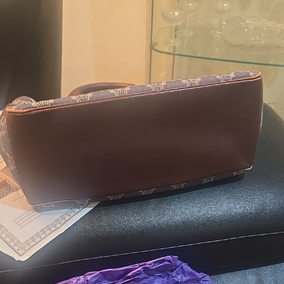 Celine Blue and Brown Satchel with Geometric Pattern AUTHENTIC - Picture 15 of 16